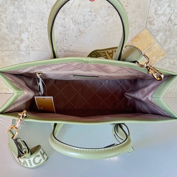 Michael Kors Mirella Medium East West Tote Satchel Shoulder Bag Light Sage - Picture 8 of 14